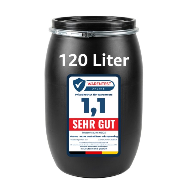 120L Weithalsfass Schwarz UN-Zulassung mit Deckel