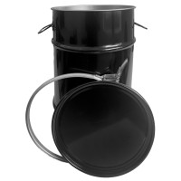 Vorschau: Stahlfass 60 Liter Deckelfass Tiefschwarz Vorschau: Stahlfass 60 Liter Deckelfass Tiefschwarz