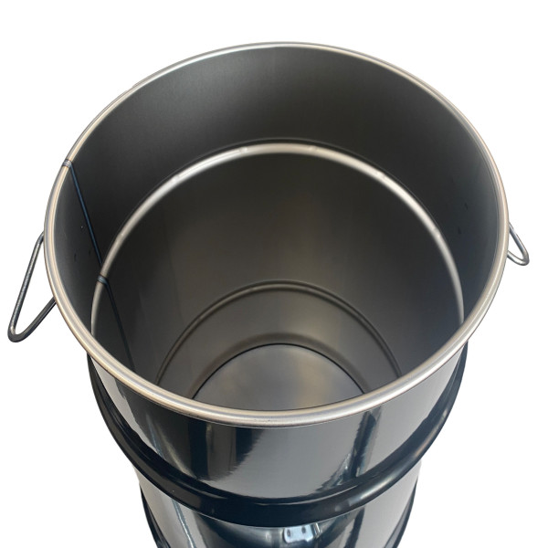 Stahlfass 60 Liter Deckelfass Tiefschwarz